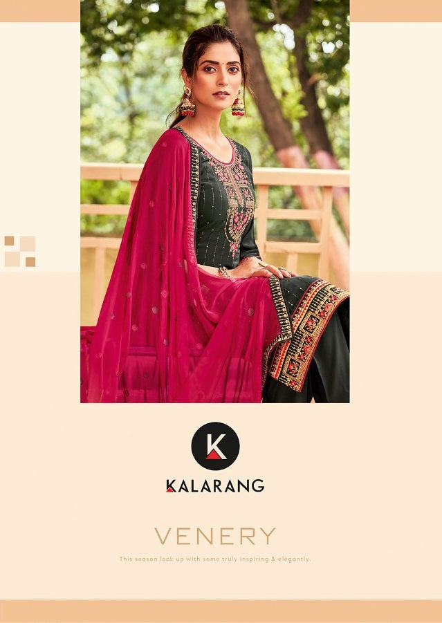 Kalarang Fashion Venery Crep Silk Embroidered Sequence Work Designer Salwar Suit