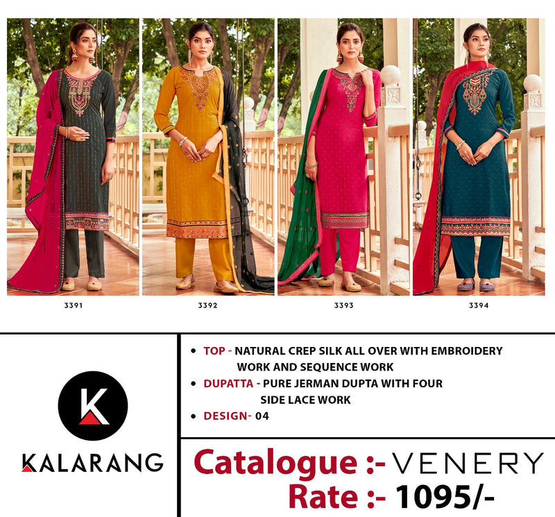 Kalarang Fashion Venery Crep Silk Embroidered Sequence Work Designer Salwar Suit