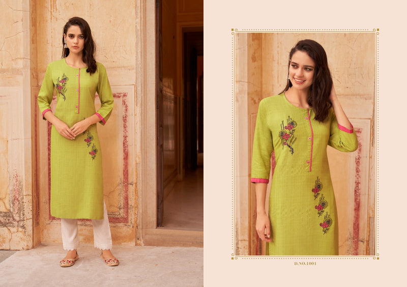 Kalaroop Baani Fancy Weaving Fabrics With Embroidery work Kurti