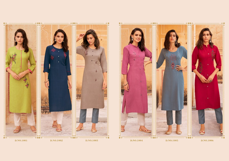 Kalaroop Baani Fancy Weaving Fabrics With Embroidery work Kurti