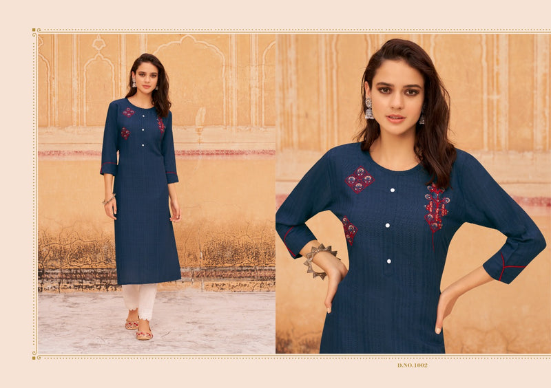 Kalaroop Baani Fancy Weaving Fabrics With Embroidery work Kurti