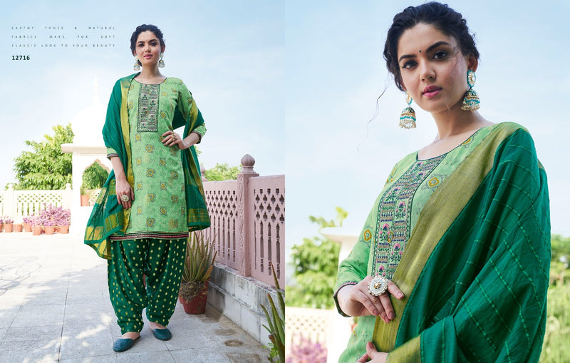 Kalaroop  Bandhej Patiyala Chanderi Silk Print With Embroidery Work Kurti