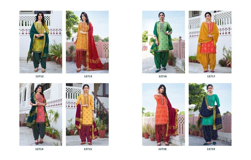 Kalaroop  Bandhej Patiyala Chanderi Silk Print With Embroidery Work Kurti