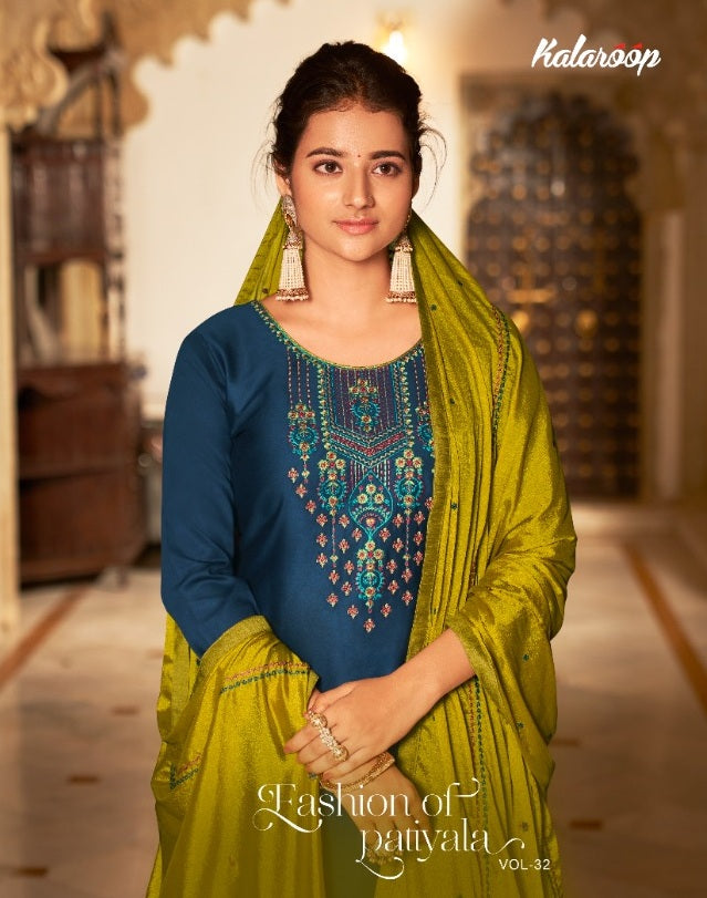Kalaroop Fashion Of Patiyala Vol 32 Jam Silk Cotton Fancy Work Kurti Collection