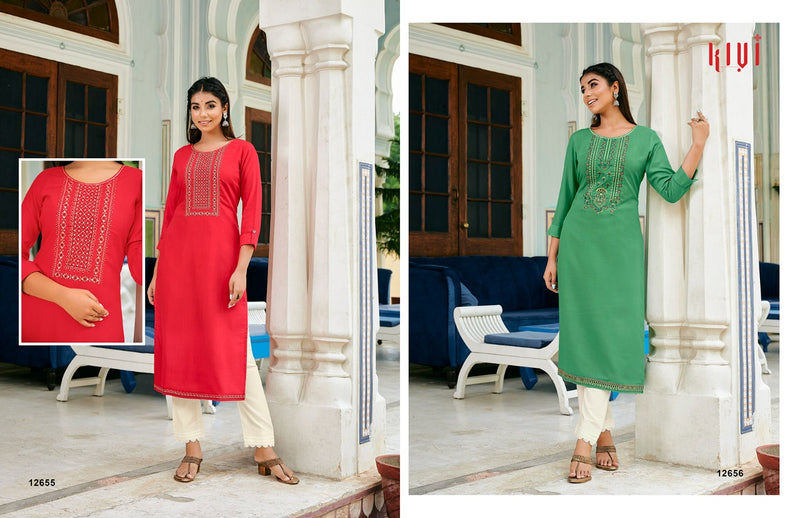 Kalaroop Kajree Fashion Kivi Vol 3 Fancy Lining With Exclusive Embroidery Neck Work Readymade Kurtis