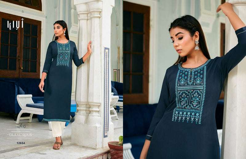 Kalaroop Kajree Fashion Kivi Vol 3 Fancy Lining With Exclusive Embroidery Neck Work Readymade Kurtis