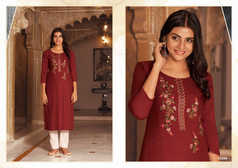 Kalaroop Kajree Fashion Lily Vol 21 Fancy Rayon Embroidered Work Kurtis