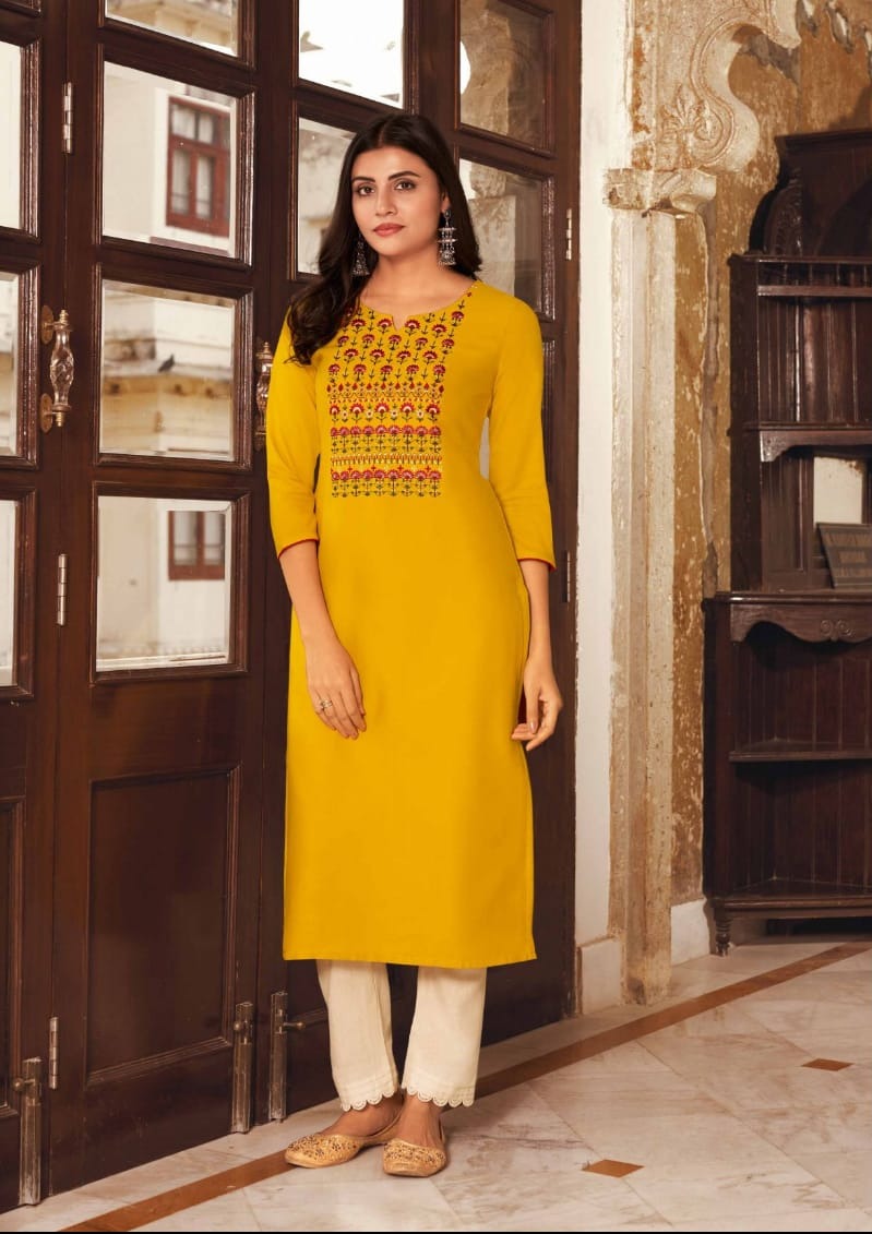 Kalaroop Kajree Fashion Lily Vol 21 Fancy Rayon Embroidered Work Kurtis
