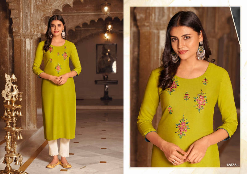 Kalaroop Kajree Fashion Lily Vol 21 Fancy Rayon Embroidered Work Kurtis