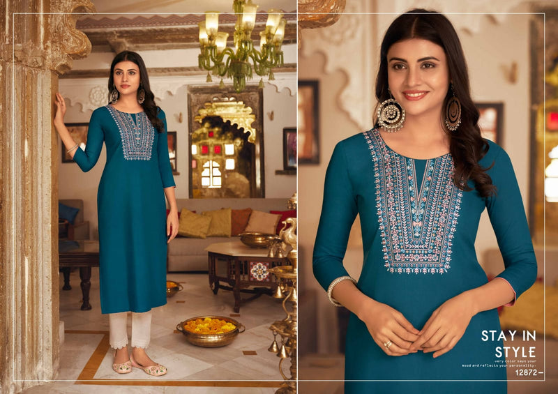 Kalaroop Kajree Fashion Lily Vol 21 Fancy Rayon Embroidered Work Kurtis