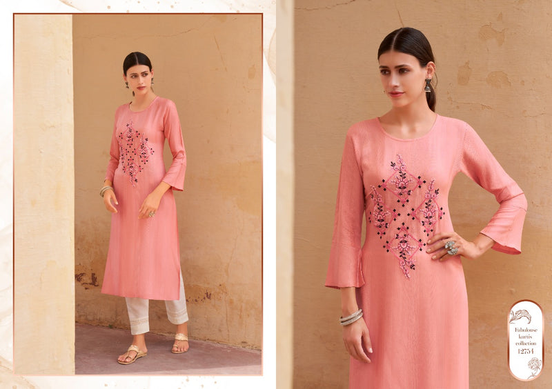 Kalaroop Kashvi Fancy Weaving Fabrics With Embroidery Work Kurti