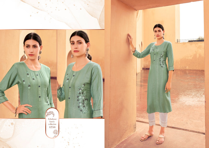 Kalaroop Kashvi Fancy Weaving Fabrics With Embroidery Work Kurti