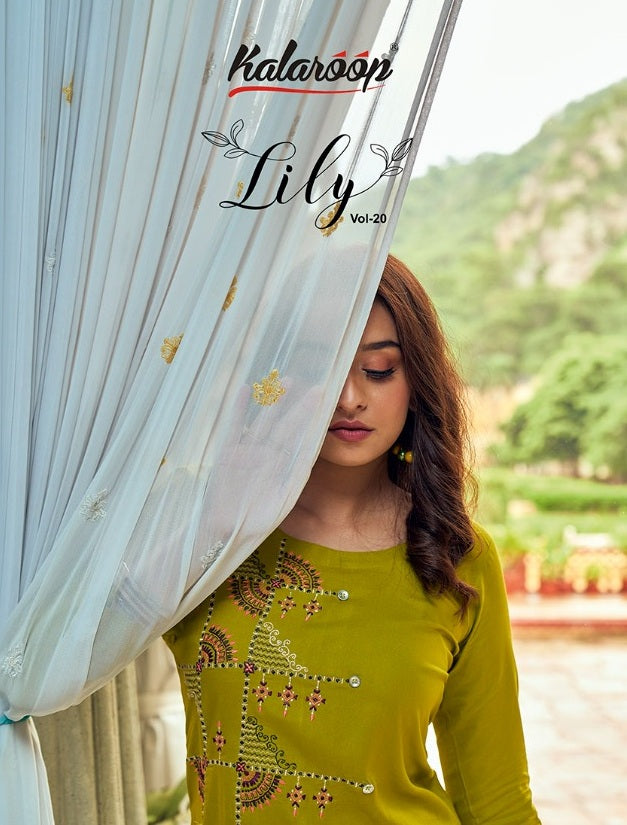 Kalaroop Lily Vol 20 Heavt Fancy Embroidered Kurti Collection
