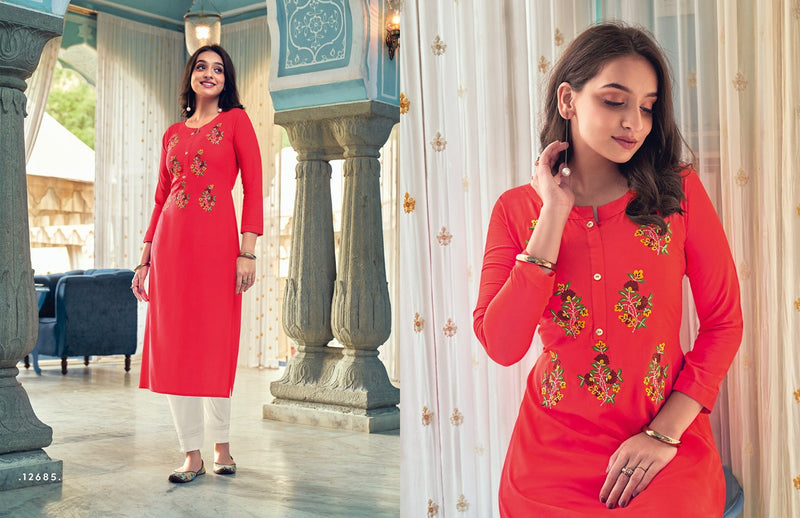 Kalaroop Lily Vol 20 Heavt Fancy Embroidered Kurti Collection