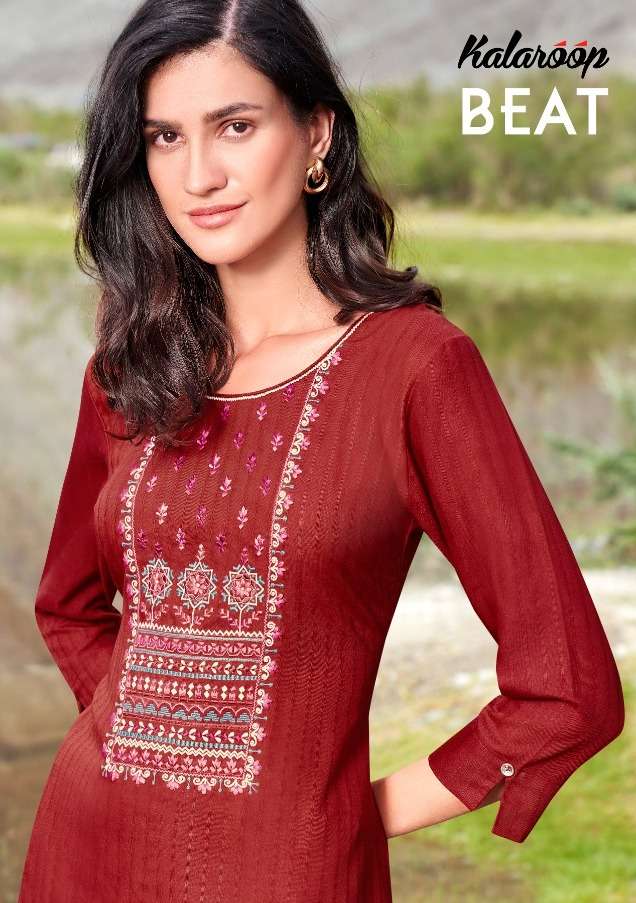 Kalaroop Presents By Beat Rayon With Embroidery Work Fancy Formal Wear Designer Kurtis