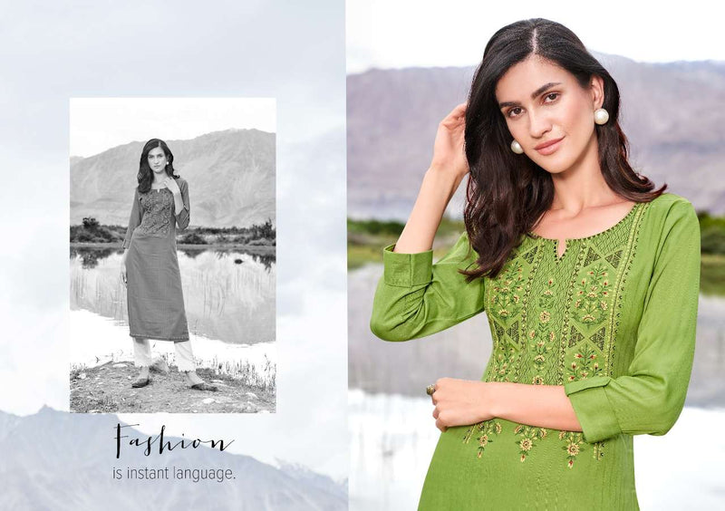 Kalaroop Presents By Beat Rayon With Embroidery Work Fancy Formal Wear Designer Kurtis