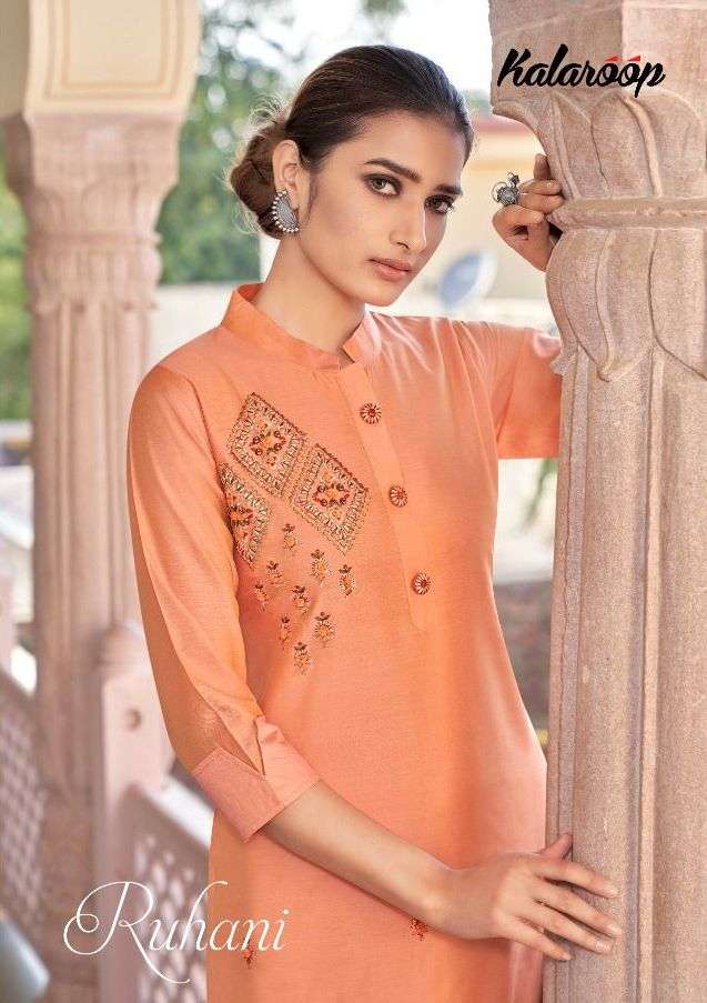 Kalaroop Ruhani Silk Top With Khatli Work Kurti Wear