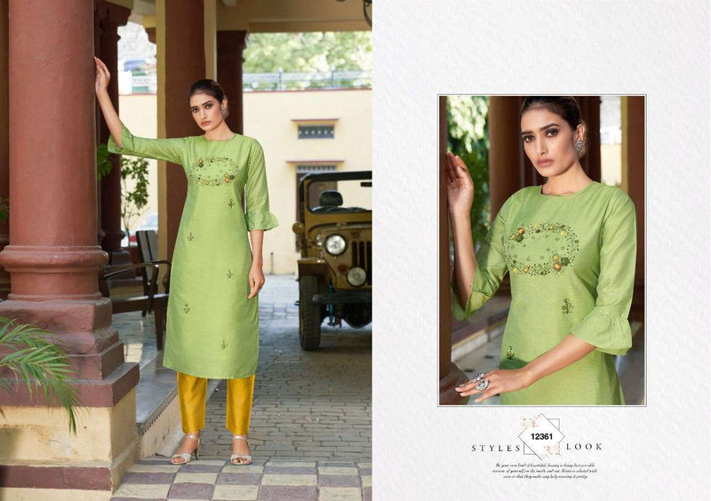 Kalaroop Ruhani Silk Top With Khatli Work Kurti Wear
