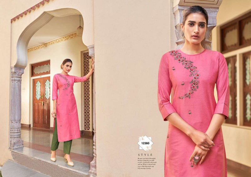 Kalaroop Ruhani Silk Top With Khatli Work Kurti Wear