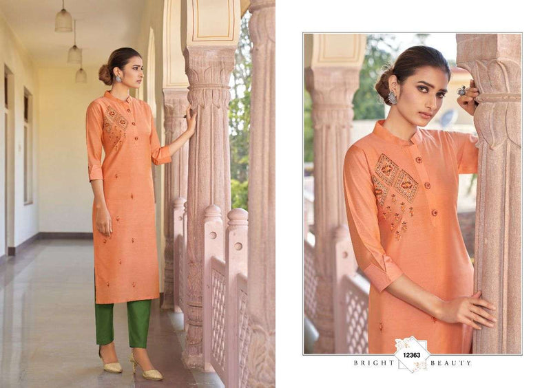 Kalaroop Ruhani Silk Top With Khatli Work Kurti Wear
