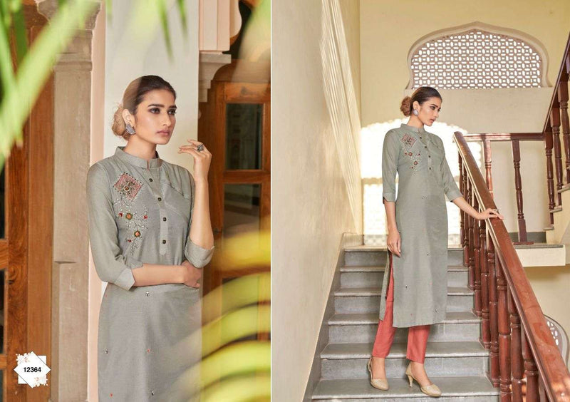 Kalaroop Ruhani Silk Top With Khatli Work Kurti Wear