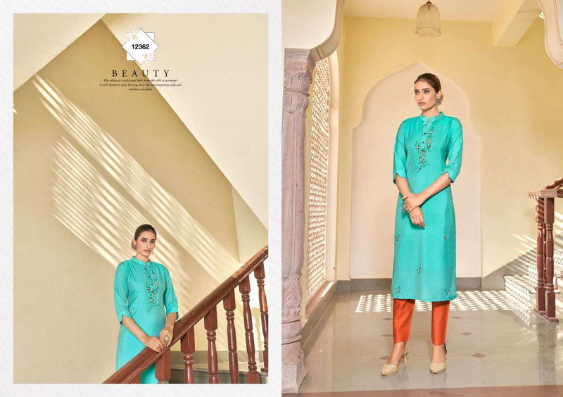 Kalaroop Ruhani Silk Top With Khatli Work Kurti Wear