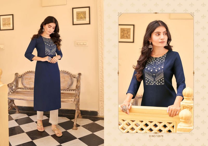 Kalaroop Sandal Fancy Rayon With Sequence Embroidery Work Ready Made Kurti