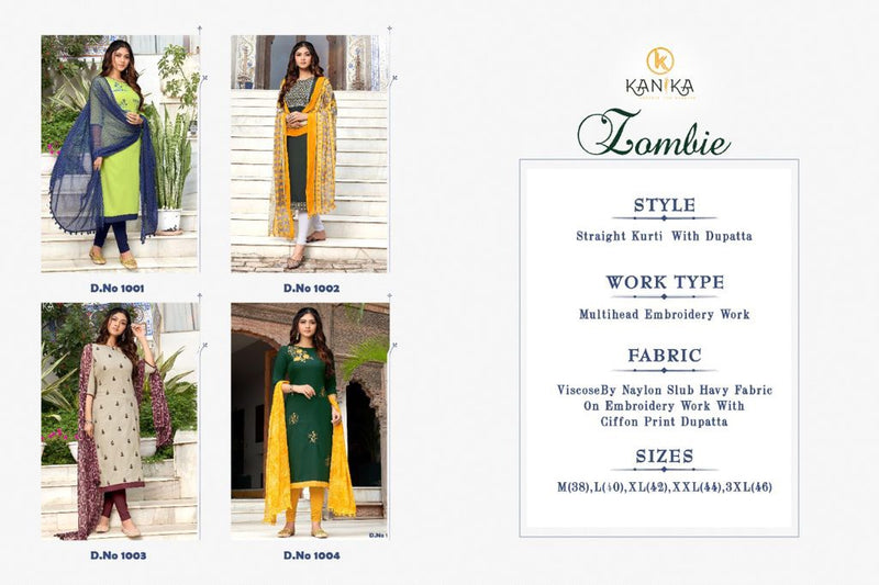 Kanika Zombie Viscose Nylon Slub With Embroidery Work Kurti