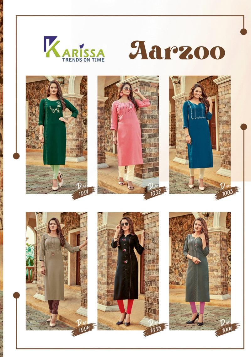 Karissa Aarzoo Rayon Flex Puremium Kurti Collection
