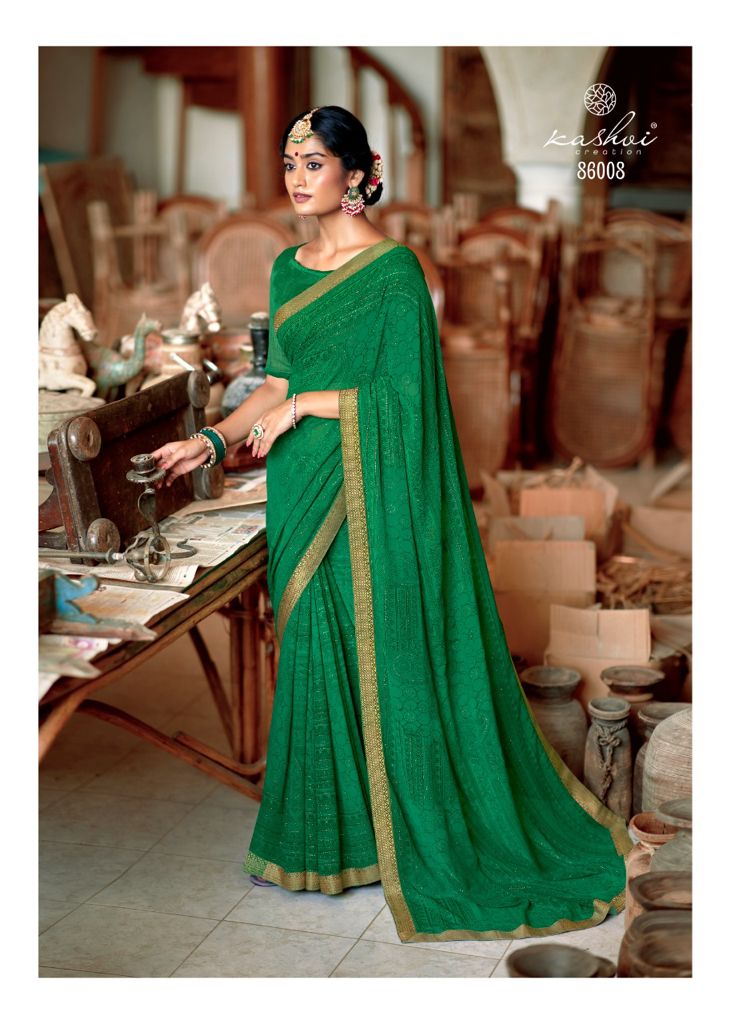 Kashvi Creation Aakarshan Georgette With Zari Print Fancy Saree