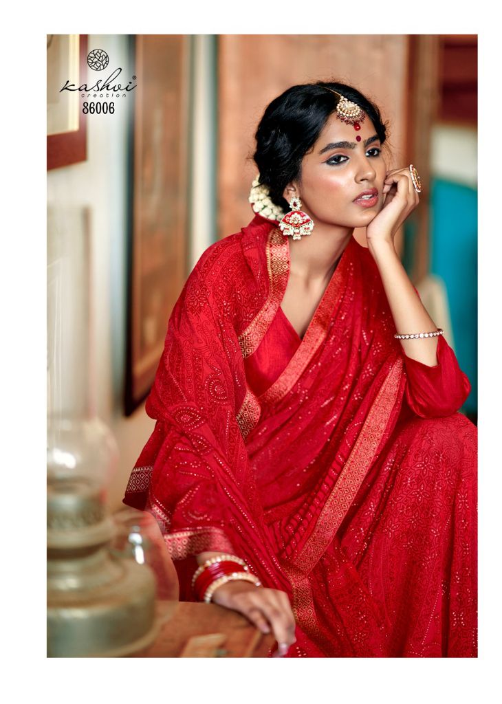 Kashvi Creation Aakarshan Georgette With Zari Print Fancy Saree
