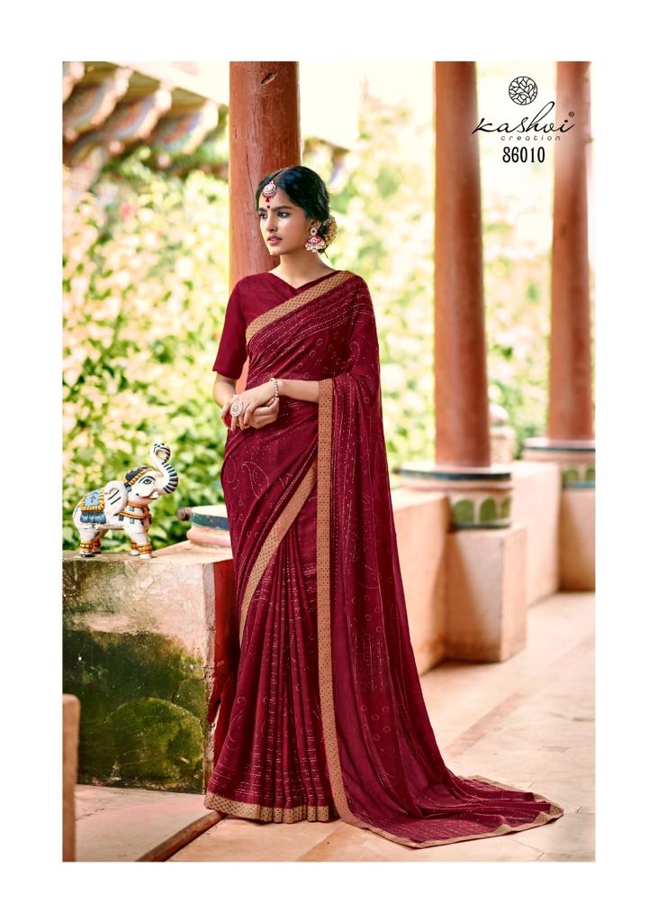 Kashvi Creation Aakarshan Georgette With Zari Print Fancy Saree