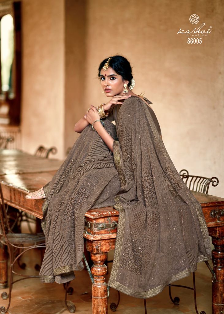 Kashvi Creation Aakarshan Georgette With Zari Print Fancy Saree