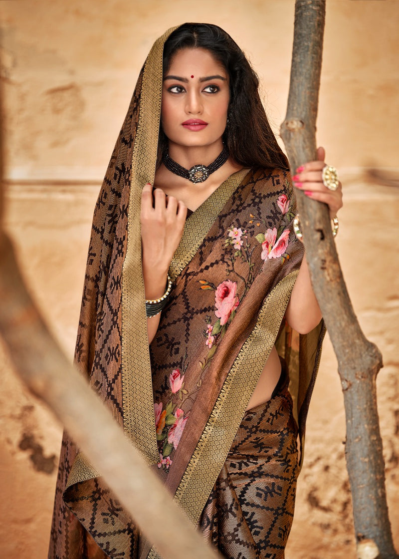 Kashvi Creation Drishti Chiffon Brasso With Fancy Lace Designer Saree
