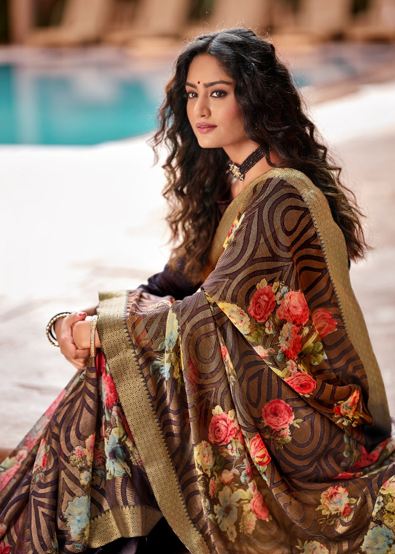 Kashvi Creation Drishti Chiffon Brasso With Fancy Lace Designer Saree