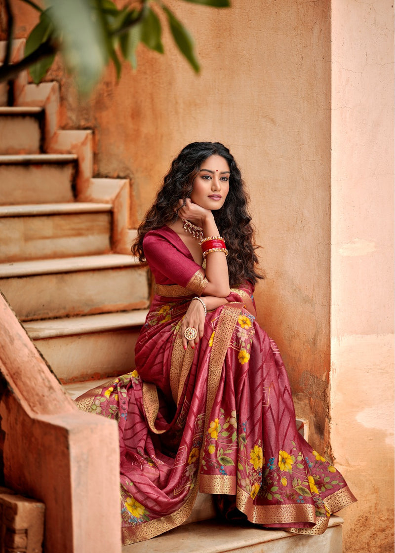 Kashvi Creation Drishti Chiffon Brasso With Fancy Lace Designer Saree