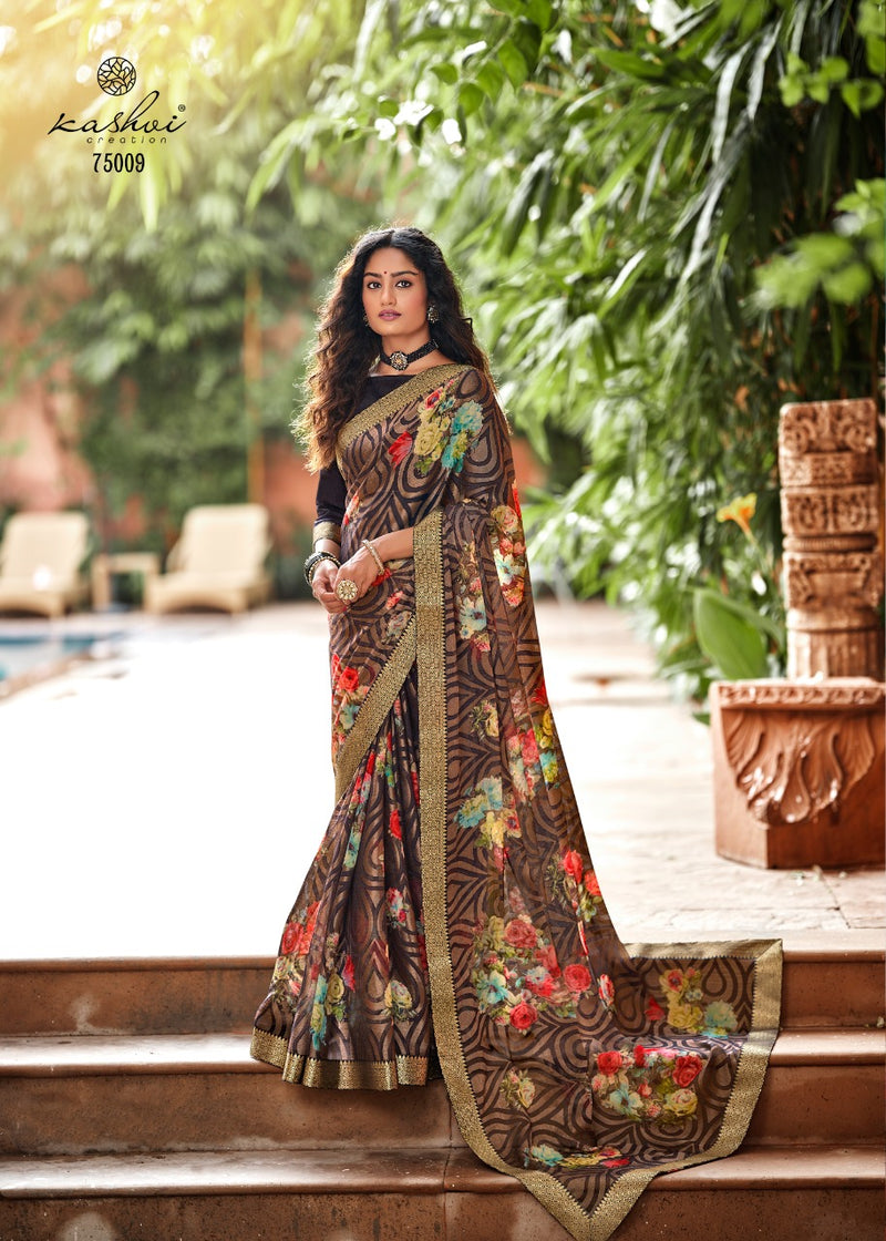 Kashvi Creation Drishti Chiffon Brasso With Fancy Lace Designer Saree