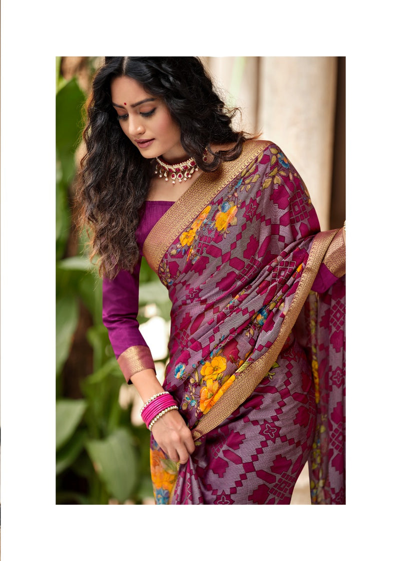 Kashvi Creation Drishti Chiffon Brasso With Fancy Lace Designer Saree