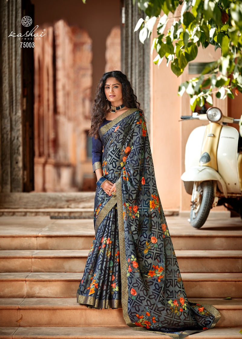 Kashvi Creation Drishti Chiffon Brasso With Fancy Lace Designer Saree