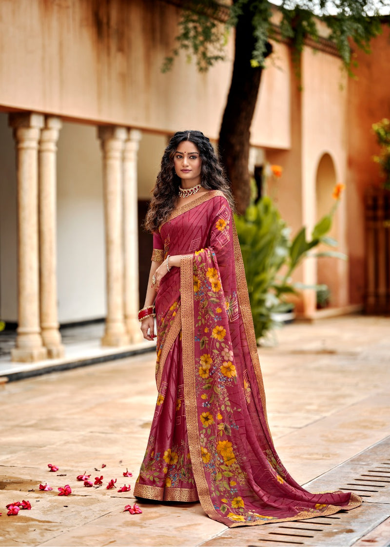 Kashvi Creation Drishti Chiffon Brasso With Fancy Lace Designer Saree
