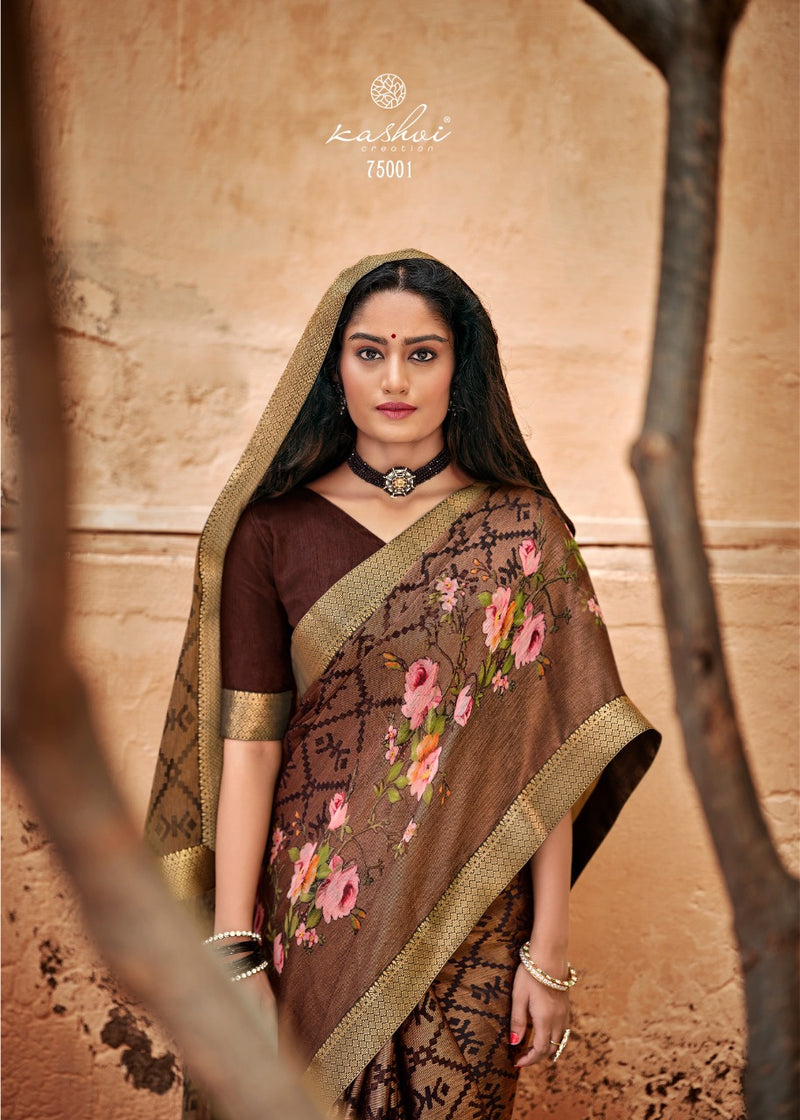 Kashvi Creation Drishti Chiffon Brasso With Fancy Lace Designer Saree