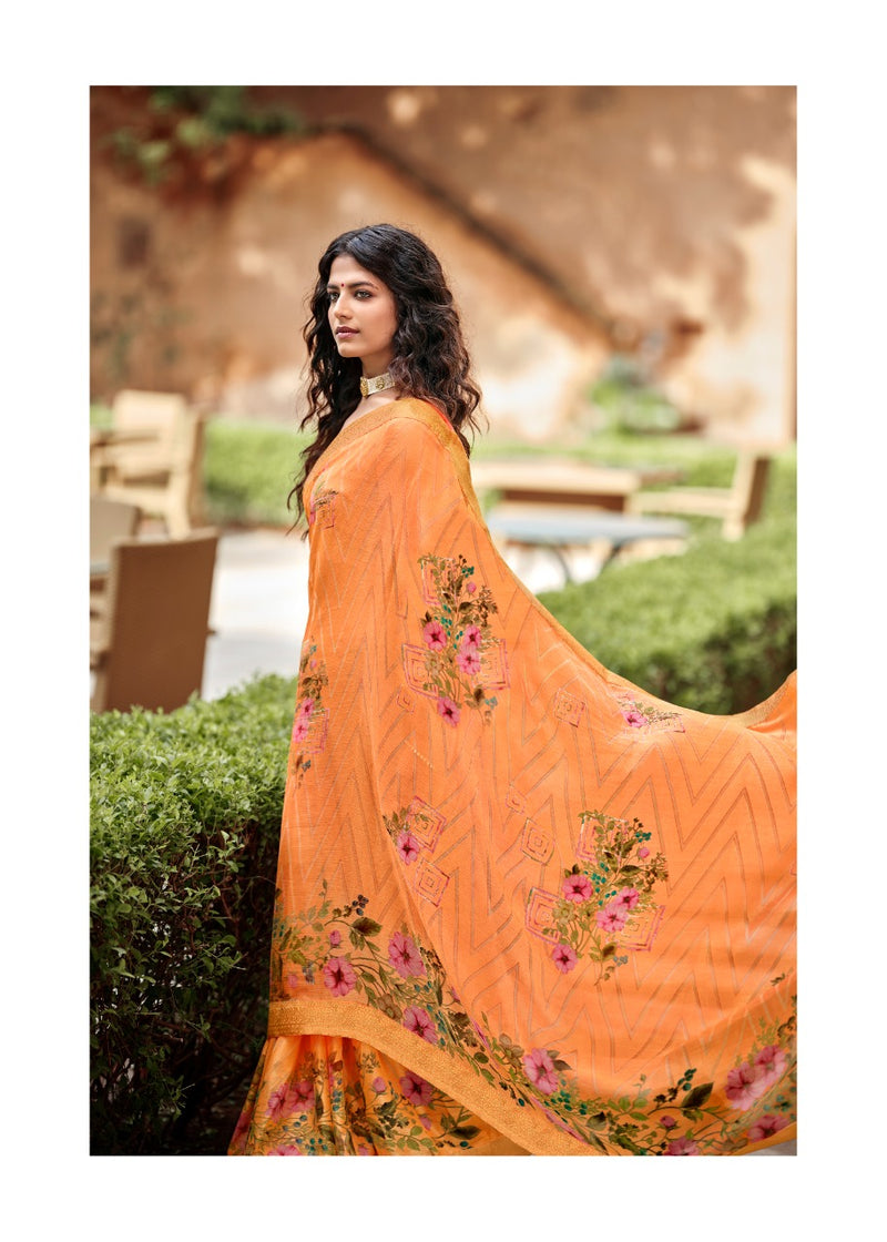 Kashvi Creation Drishti Chiffon Brasso With Fancy Lace Designer Saree