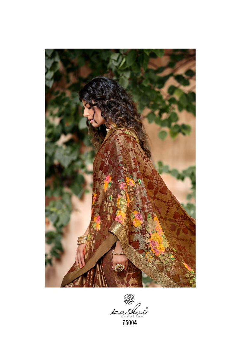 Kashvi Creation Drishti Chiffon Brasso With Fancy Lace Designer Saree