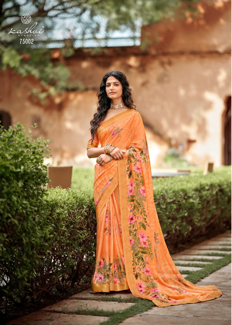 Kashvi Creation Drishti Chiffon Brasso With Fancy Lace Designer Saree