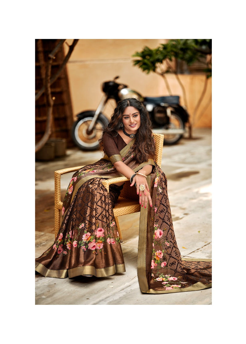 Kashvi Creation Drishti Chiffon Brasso With Fancy Lace Designer Saree