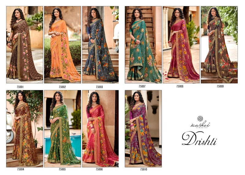 Kashvi Creation Drishti Chiffon Brasso With Fancy Lace Designer Saree