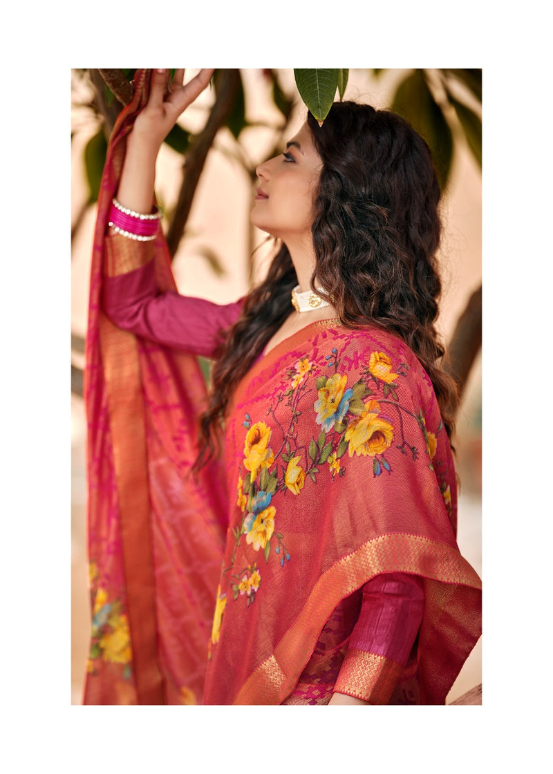Kashvi Creation Drishti Chiffon Brasso With Fancy Lace Designer Saree
