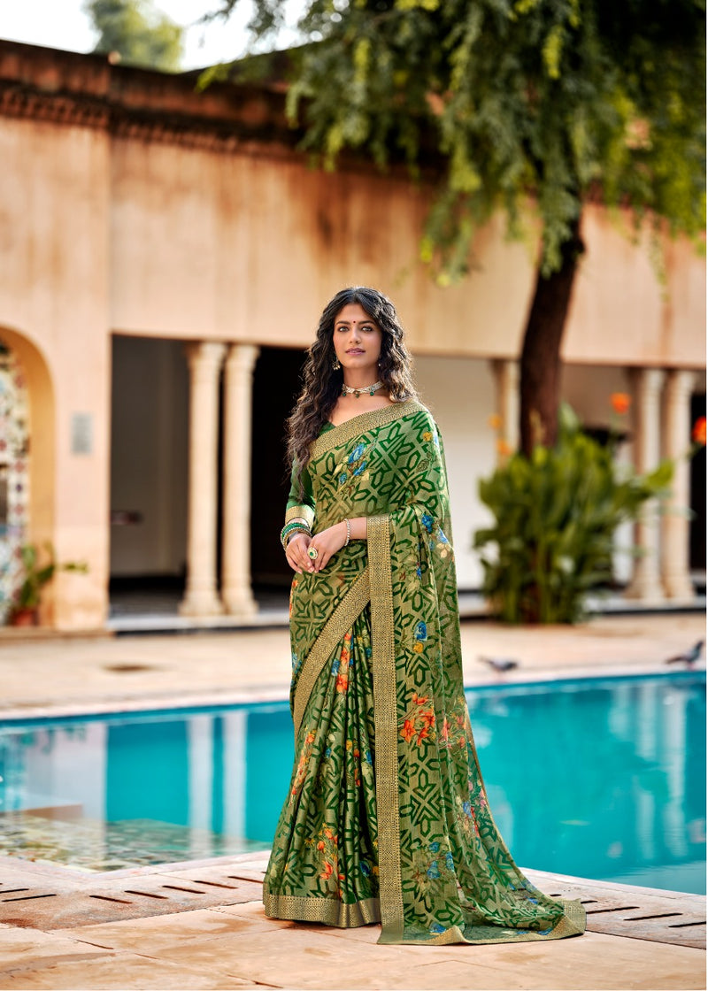 Kashvi Creation Drishti Chiffon Brasso With Fancy Lace Designer Saree