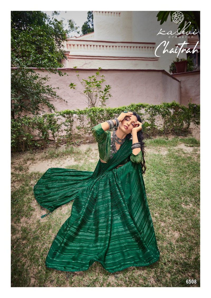 Kashvi Creation Launch By Chaitrah Weightless Zari Patta Exclusive Designer Wedding Wear Fancy Sarees