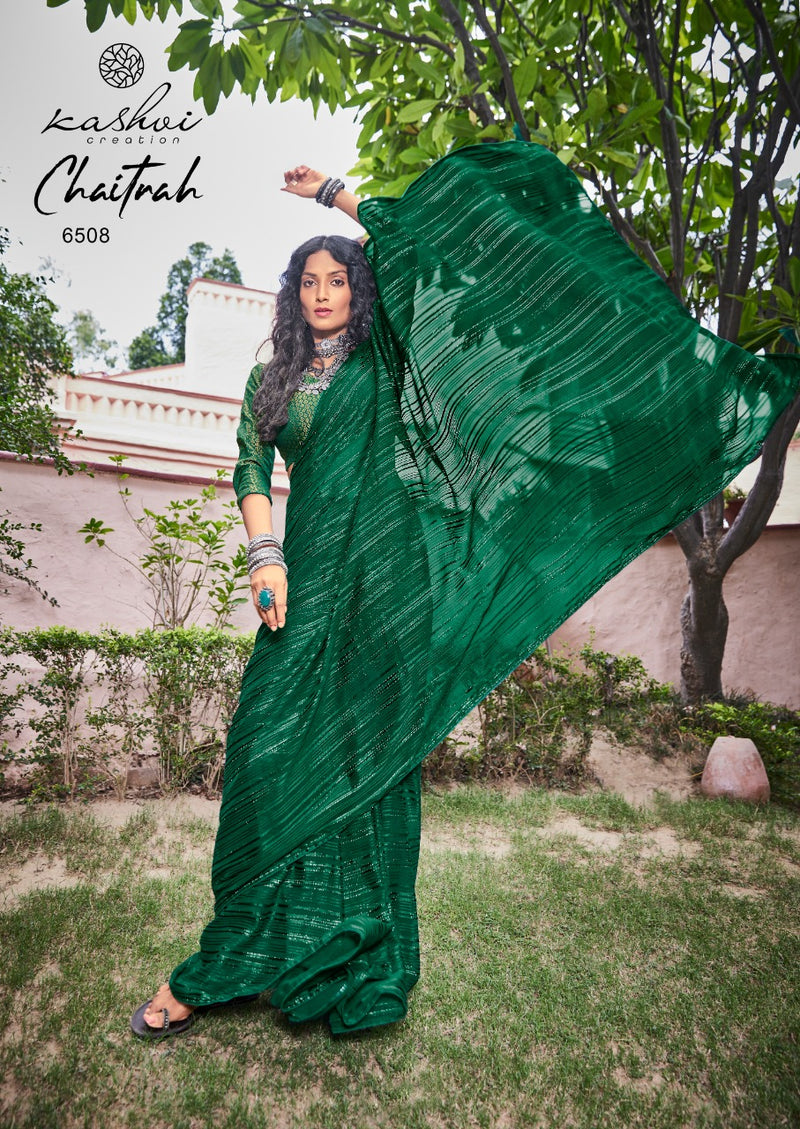 Kashvi Creation Launch By Chaitrah Weightless Zari Patta Exclusive Designer Wedding Wear Fancy Sarees